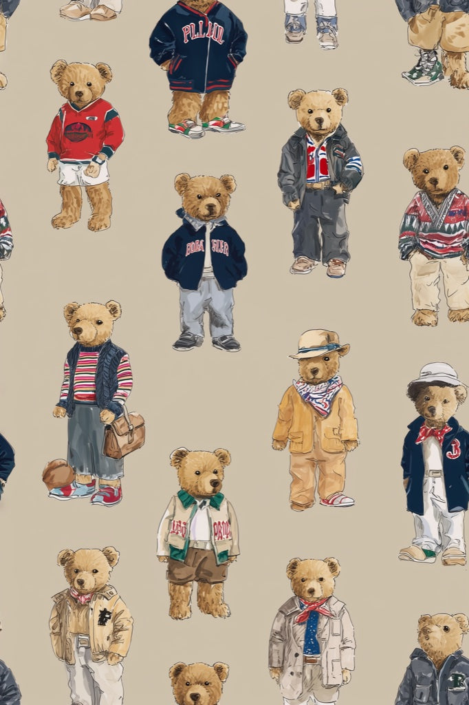 Teddy Bears Wallpaper Fashion Playful Decorative Mural pattern artwork