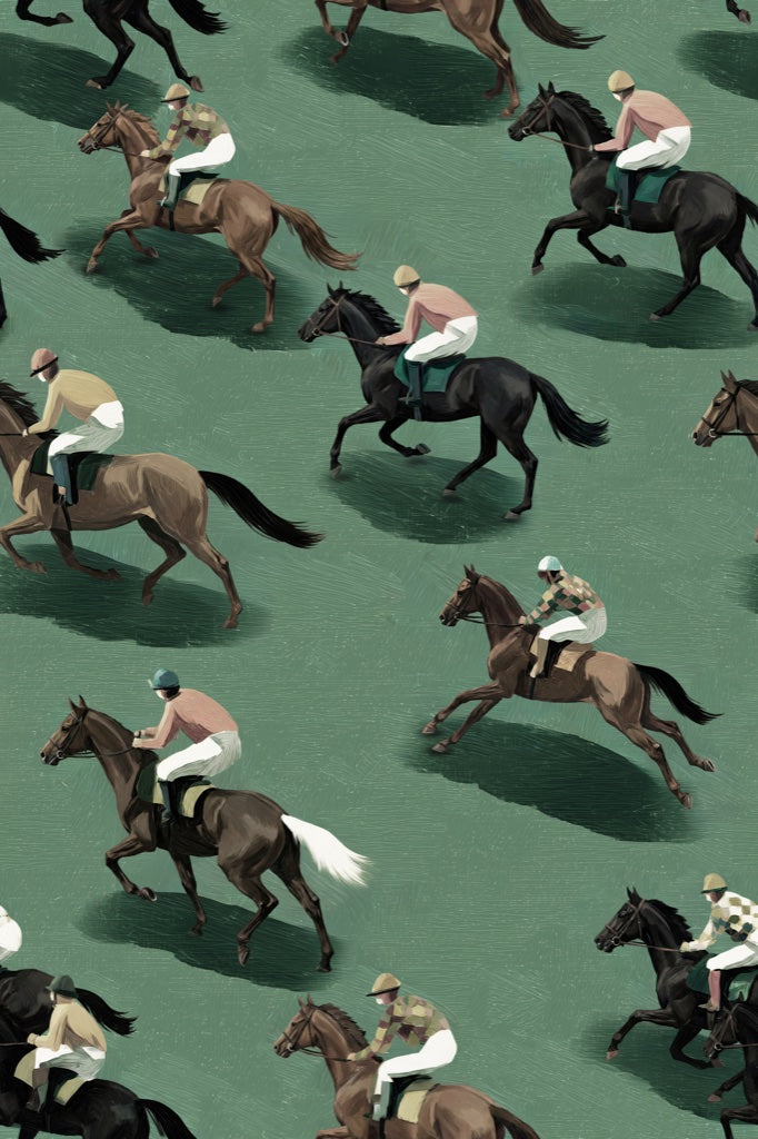 Horse Racing Wallpaper Jockeys Equestrian Removable Wall Decor pattern artwork