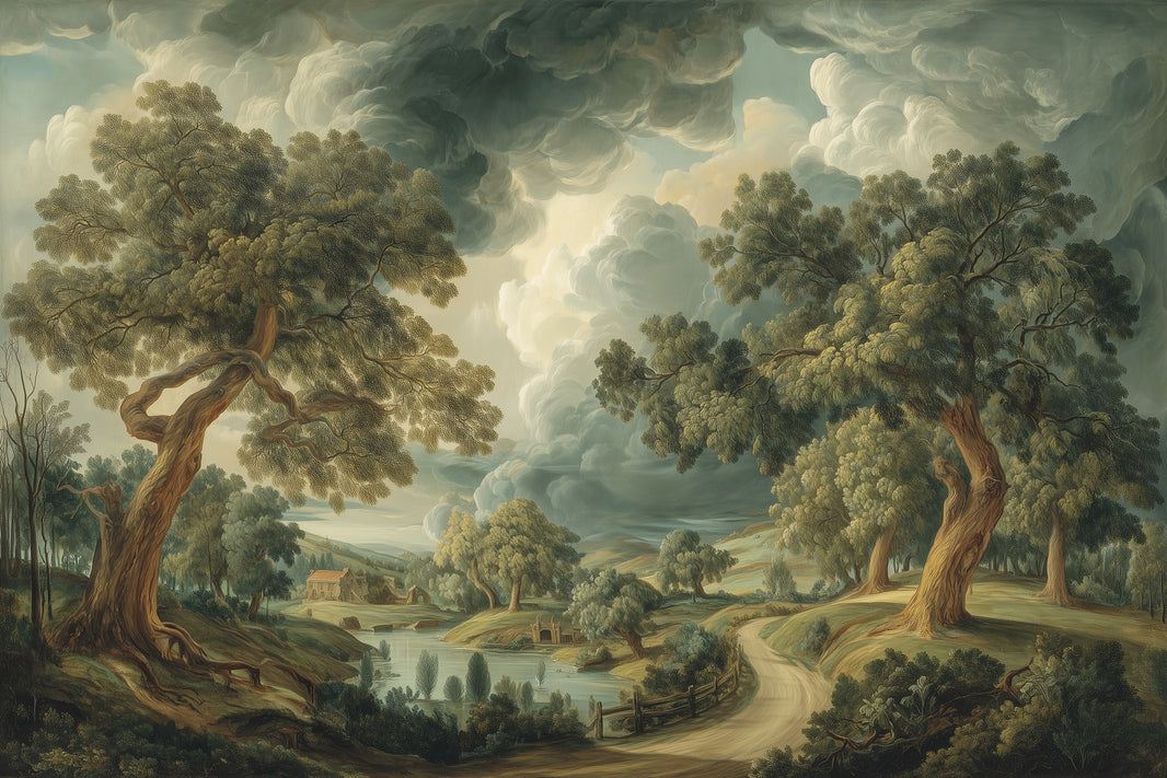 Landscape Wallpaper Trees Vintage Removable Wall Decor pattern artwork