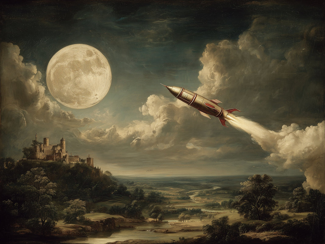 Moon Wallpaper Rocket Removable Castle Wall Mural pattern artwork