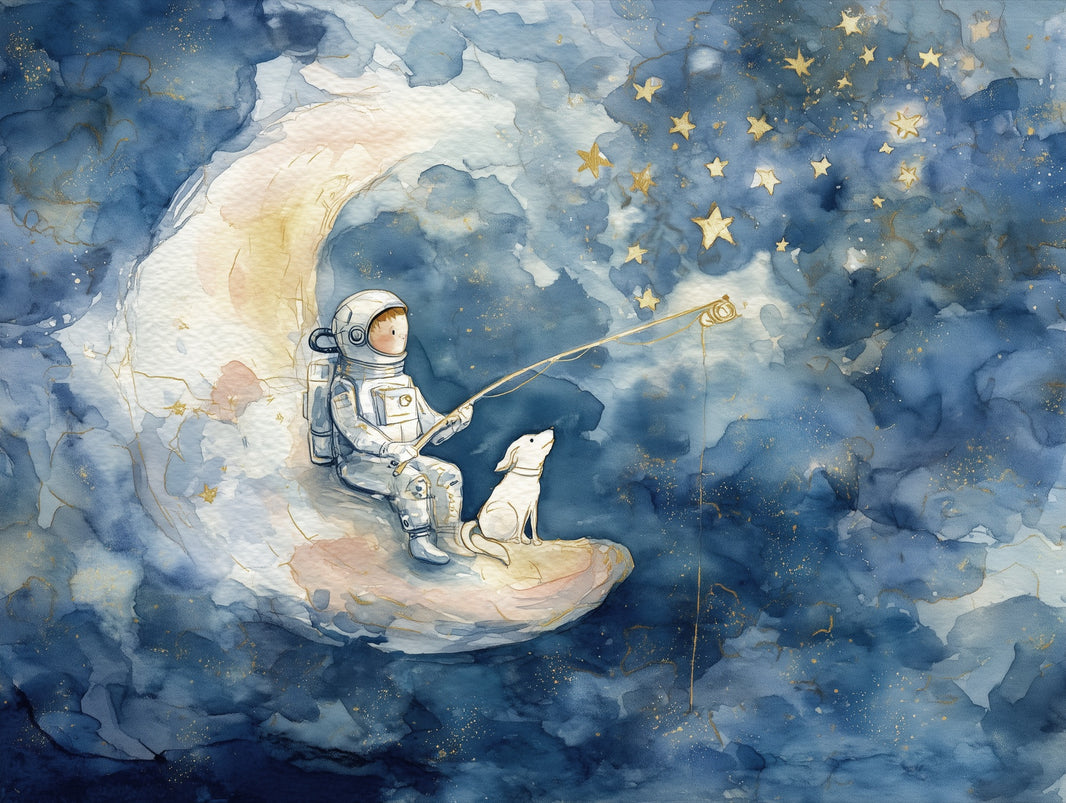 Astronaut Wallpaper Moon Removable Stars Wall Mural pattern artwork