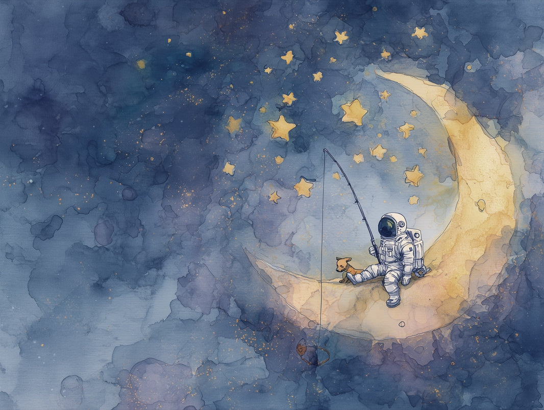 Astronaut Wallpaper Moon Stars Removable Wall Decor pattern artwork