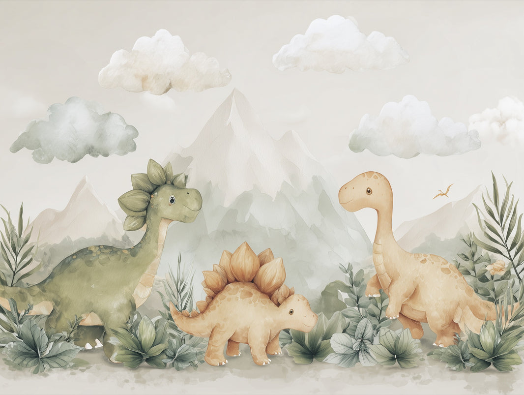 Dinosaurs Wallpaper Landscape Playful Wall Decor pattern artwork