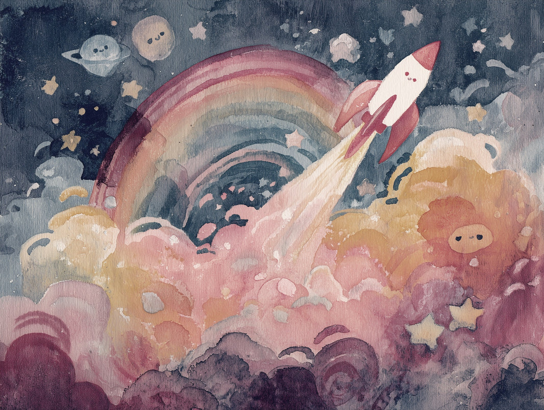 Space Wallpaper Rocket Planets Removable Wall Decor pattern artwork