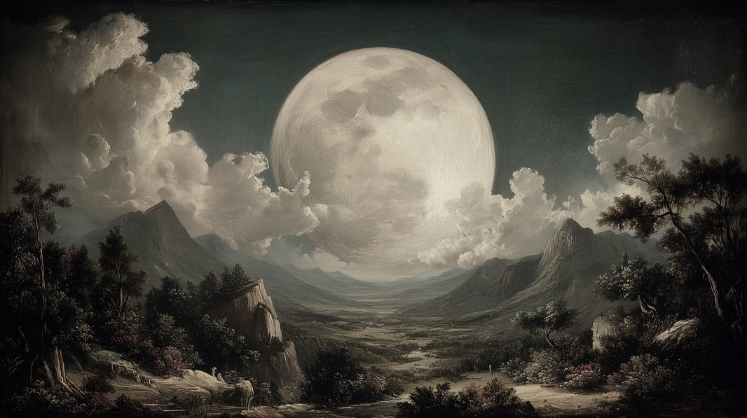 Moon Landscape Wallpaper Mountains Removable Clouds Wall Decor pattern artwork