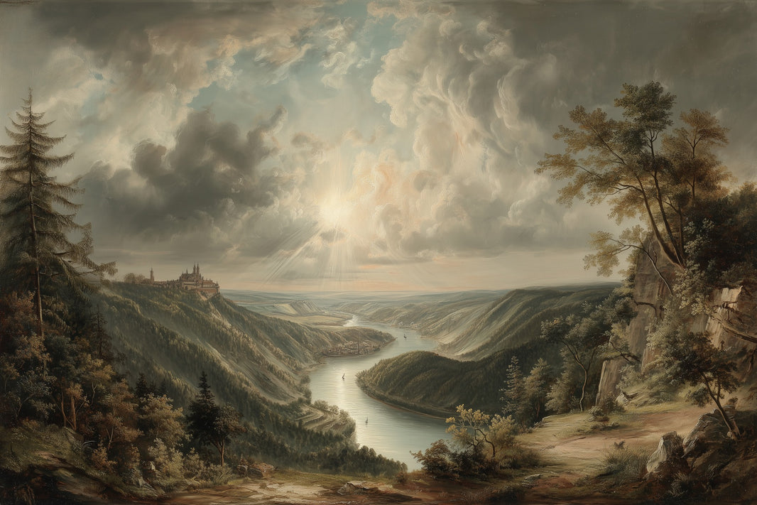 Landscape Wallpaper River Removable Castle Wall Mural pattern artwork