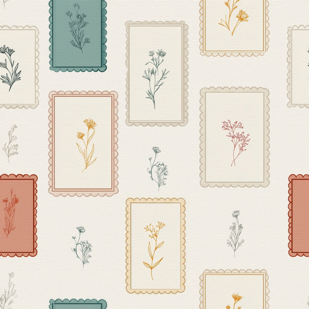 White Background Wallpaper Neutral Tones Vintage Frames Removable Wall Decor pattern artwork