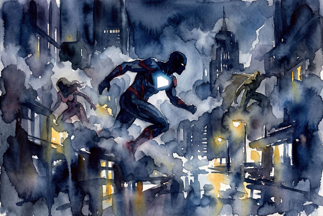 Superhero Wallpaper Cityscape Night Wall Mural pattern artwork
