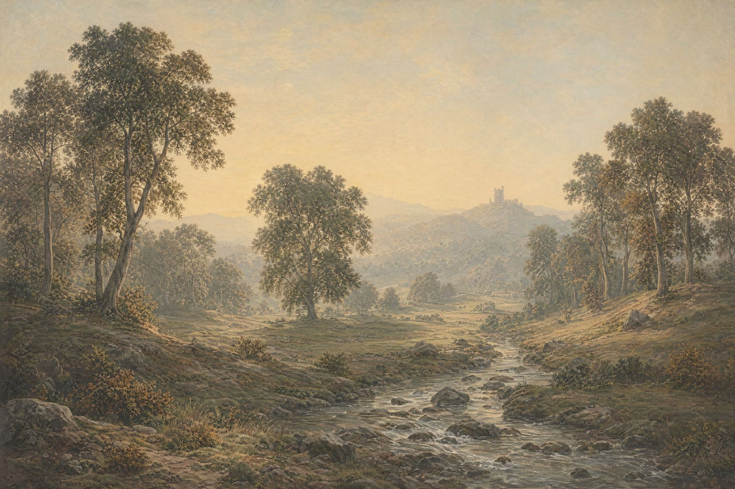 Pastoral Landscape Wallpaper Vintage Painting River Stream Removable Wall Decor pattern artwork