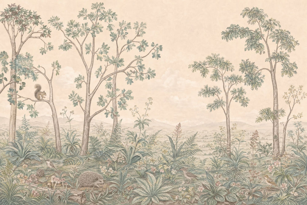 Vintage Landscape Wallpaper Pastoral Woodland Removable Botanical Flora Wall Decor pattern artwork