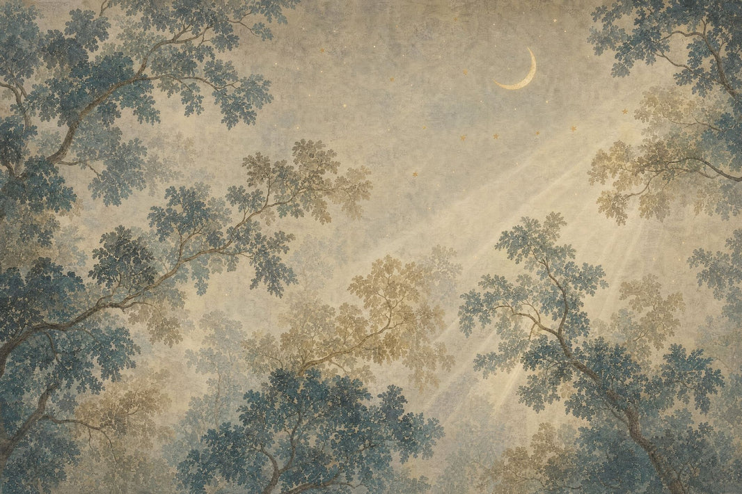 Misty Forest Wallpaper Paper Texture Moon Wall Mural pattern artwork
