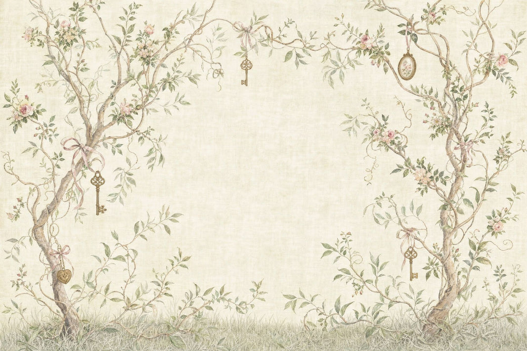 Paper Texture Wallpaper Vintage Botanical Removable Romantic Wall Decor pattern artwork