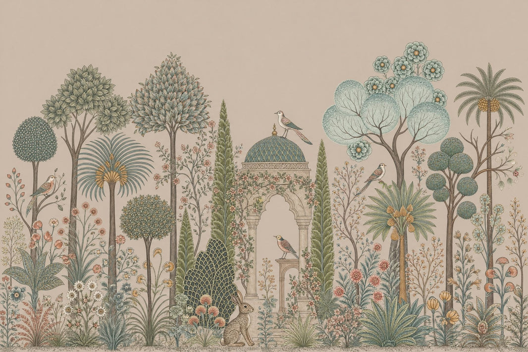 Botanical Landscape Wallpaper Vintage Mural Mediterranean Inspired Removable Wall Decor pattern artwork
