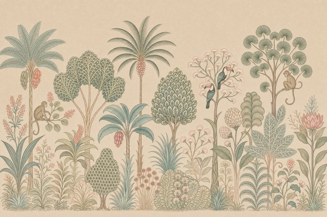 Tropical Landscape Wallpaper Vintage Botanical Removable Palm Trees Wall Decor pattern artwork