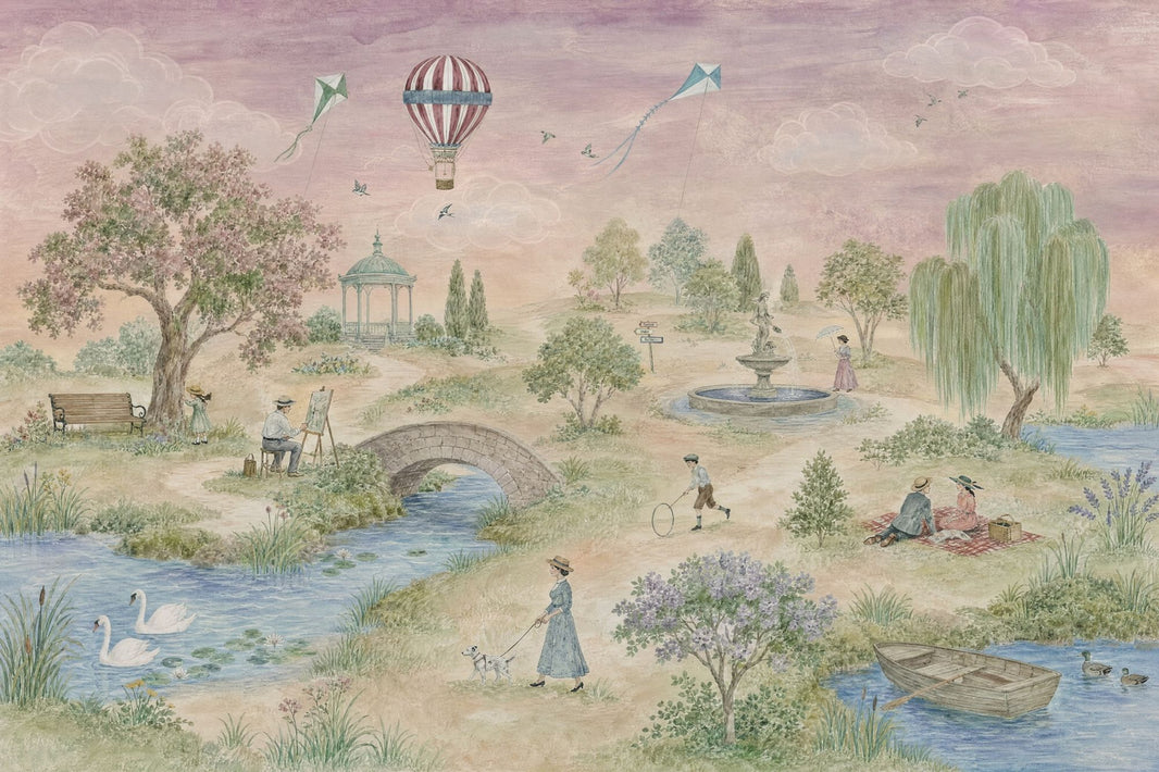 Hot Air Balloon Wallpaper Pastel Watercolor Removable Wall Decor pattern artwork