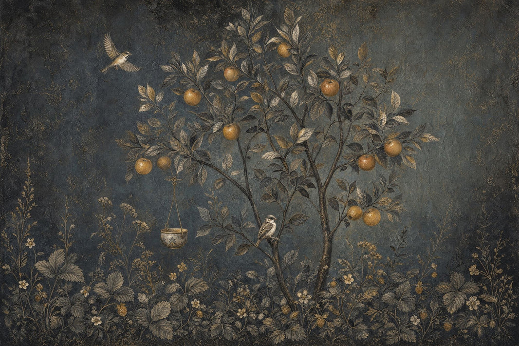Dark Botanical Wallpaper Citrus Tree Vintage Mural Wall Mural pattern artwork
