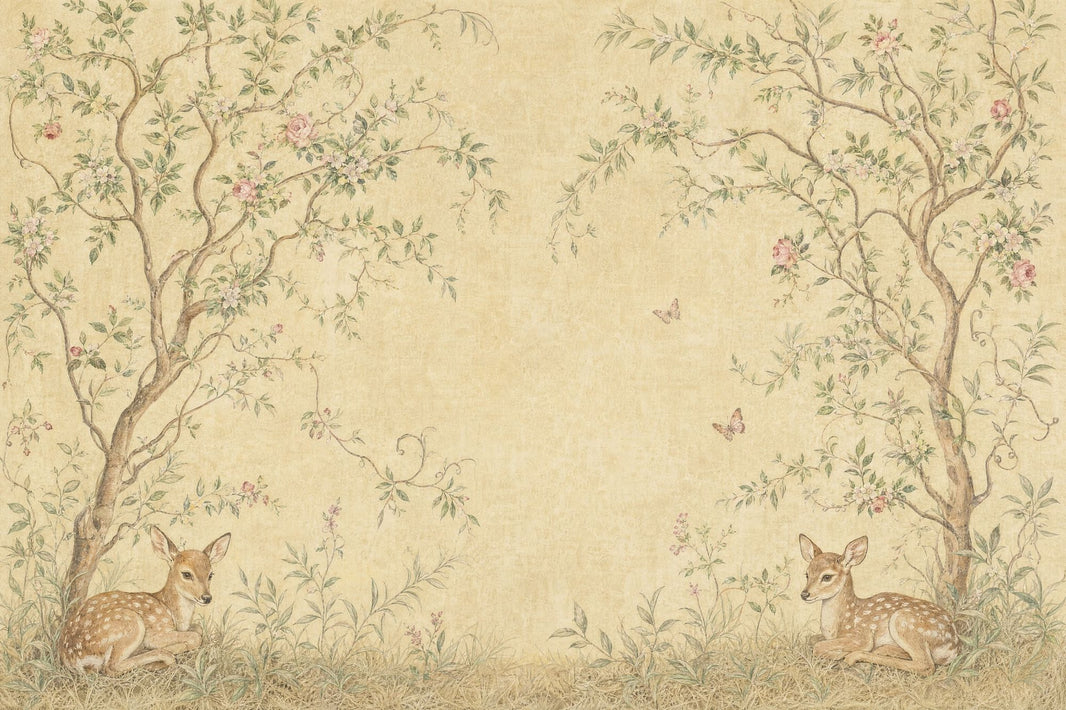 Muted Green Wallpaper Vintage Deer Removable Wall Decor pattern artwork
