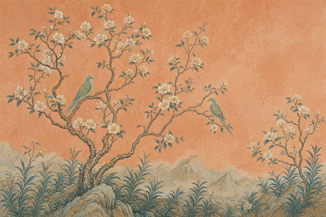 Muted Green Wallpaper Chinoiserie Tropical Removable Wall Decor pattern artwork