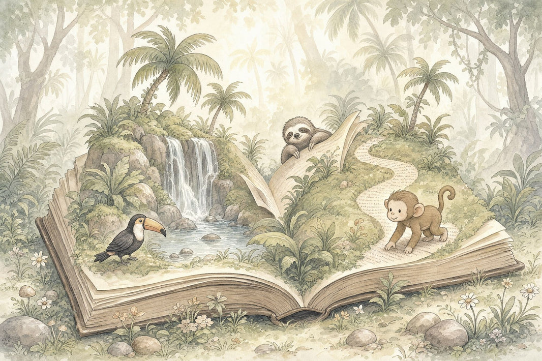 Misty Forest Wallpaper Watercolor Jungle Storybook Wall Mural pattern artwork
