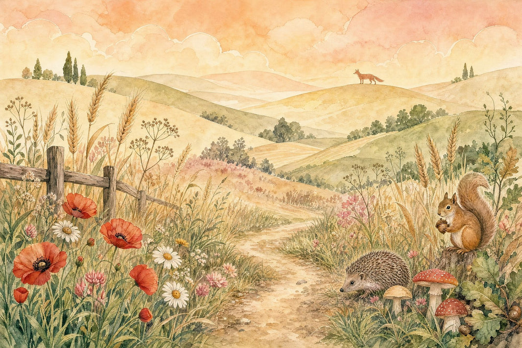 Watercolor Landscape Wallpaper Rolling Hills Removable Storybook Countryside Wall Decor pattern artwork