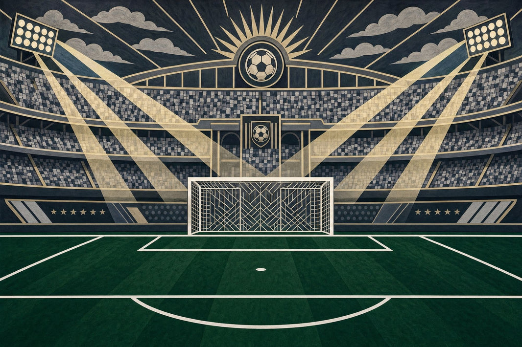 Dark Soccer Stadium Wallpaper Football Goal Spotlight Beams Wall Mural pattern artwork