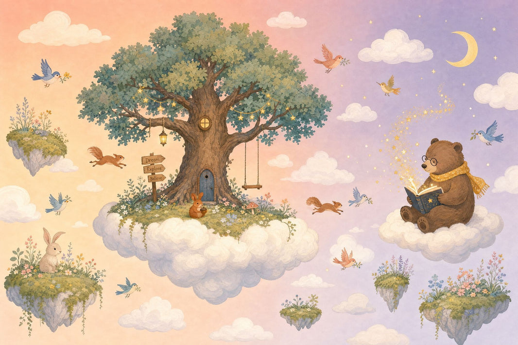 Treehouse Wallpaper Whimsical Storybook Removable Wall Decor pattern artwork