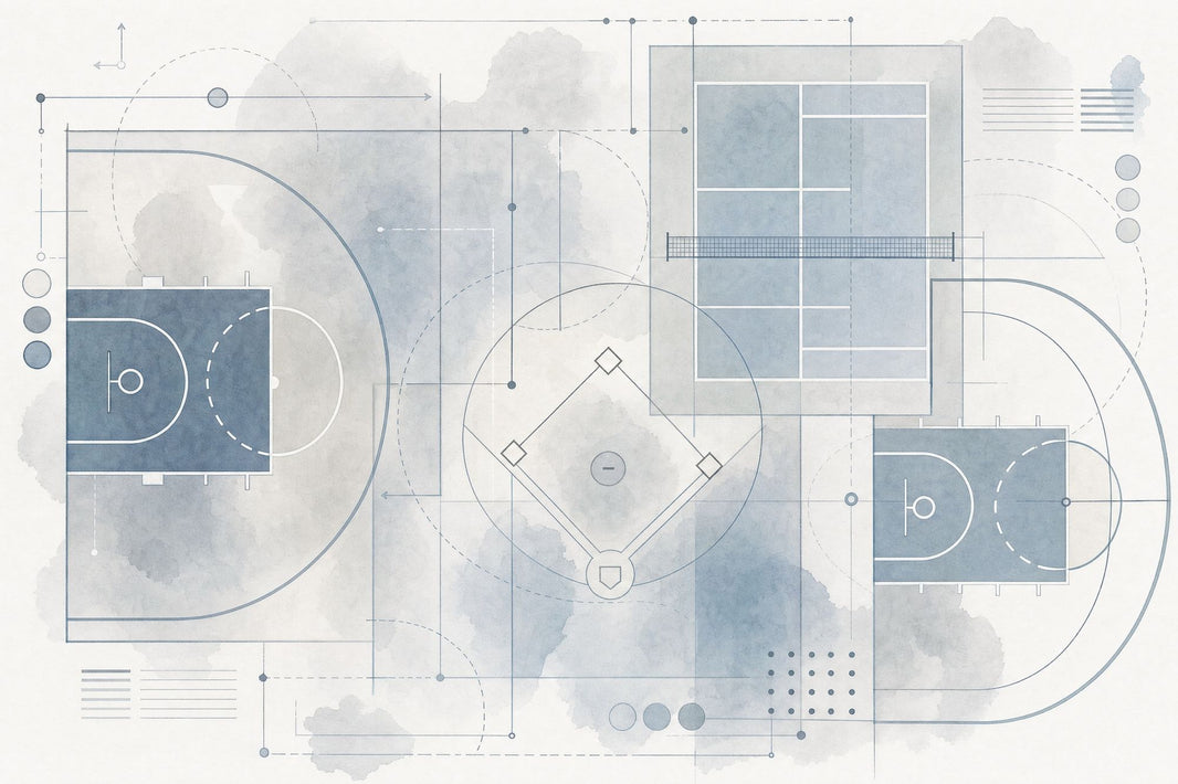 Blueprint Wallpaper Sports Court Removable Watercolor Wash Wall Decor pattern artwork