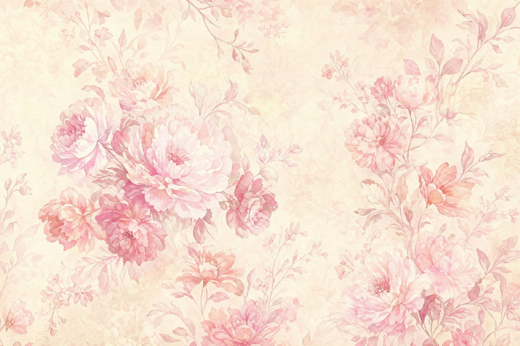 Watercolor Floral Wallpaper Pink Peonies Pastel Blossoms Wall Mural pattern artwork