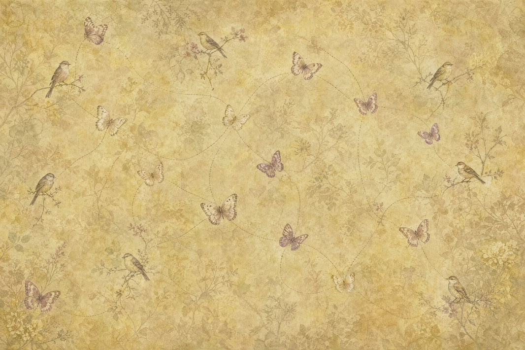 Vintage Wallpaper Butterflies Removable Botanical Wall Decor pattern artwork