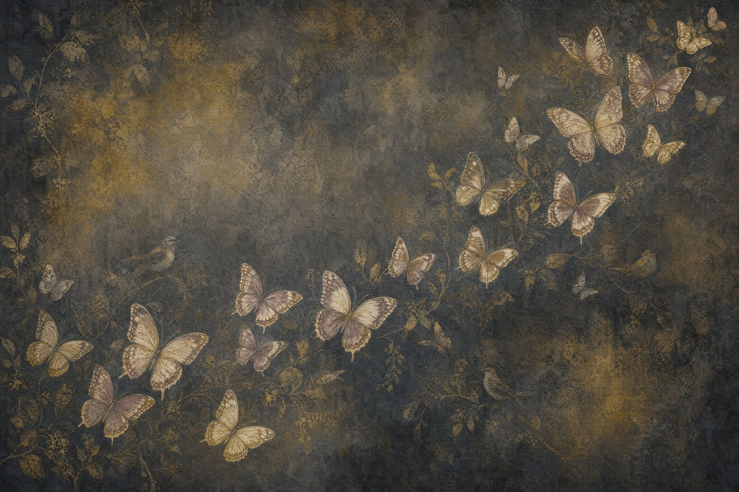 Vintage Botanical Wallpaper Butterflies Removable Birds Wall Decor pattern artwork