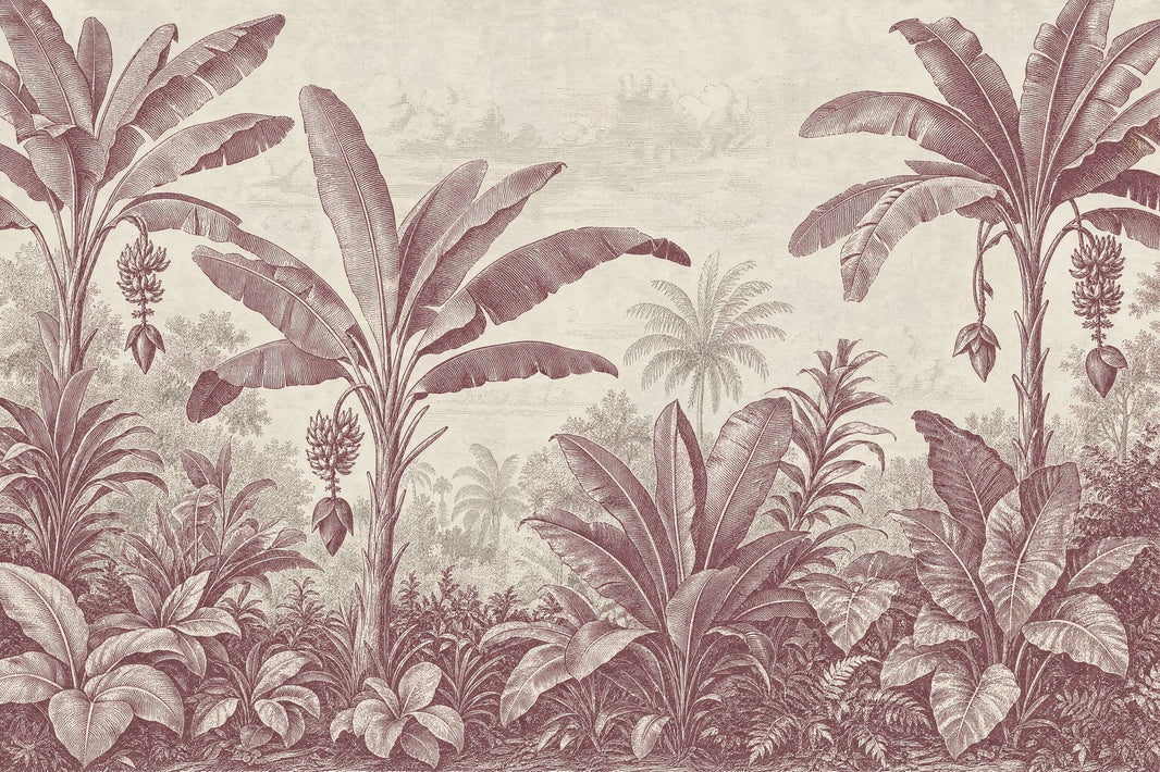 Tropical Wallpaper Banana Leaves Removable Toile Wall Decor pattern artwork