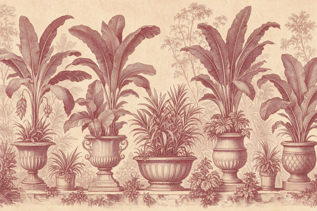 Vintage Botanical Wallpaper Toile Garden Removable Classical Urns Wall Decor pattern artwork