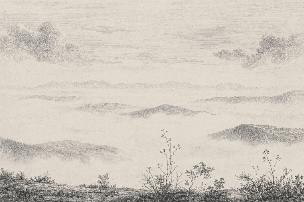 Paper Texture Wallpaper Misty Mountain Wall Mural pattern artwork