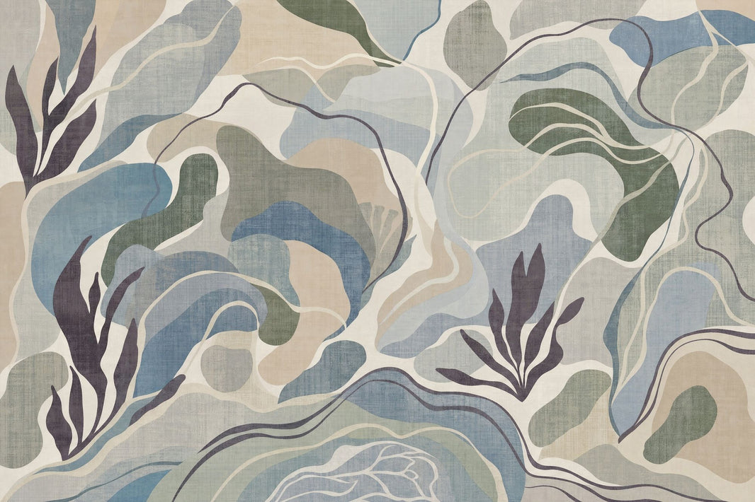 Abstract Landscape Wallpaper Organic Shapes Topographic Lines Wall Mural pattern artwork