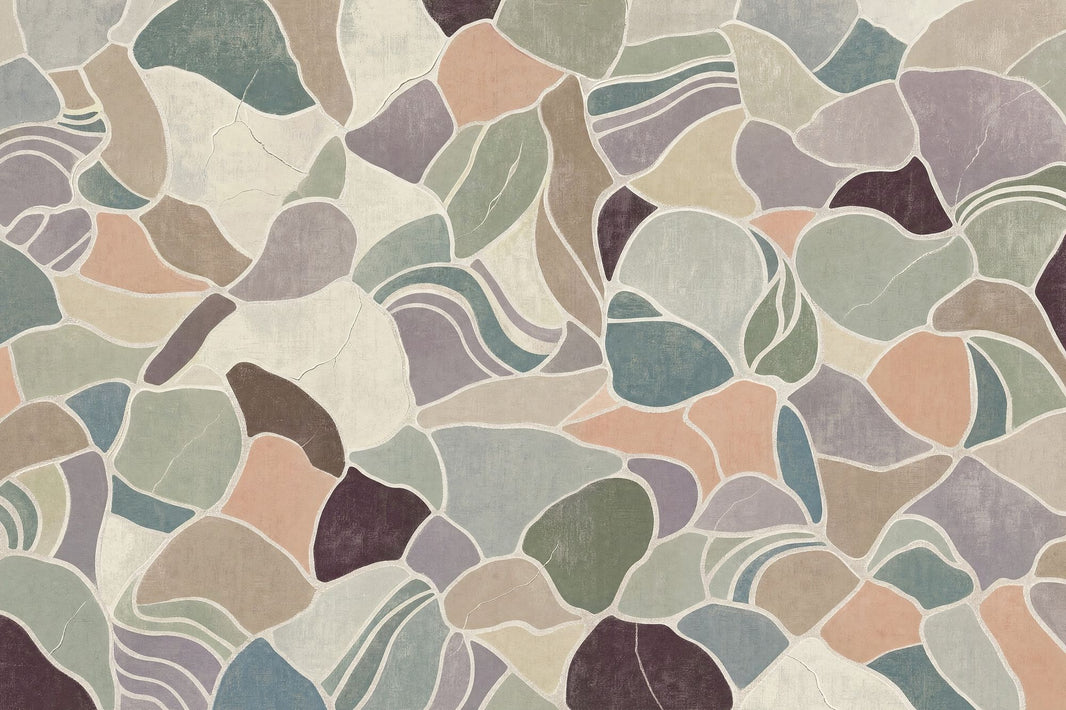 Abstract Mosaic Wallpaper Terrazzo Muted Pastels Wall Mural pattern artwork