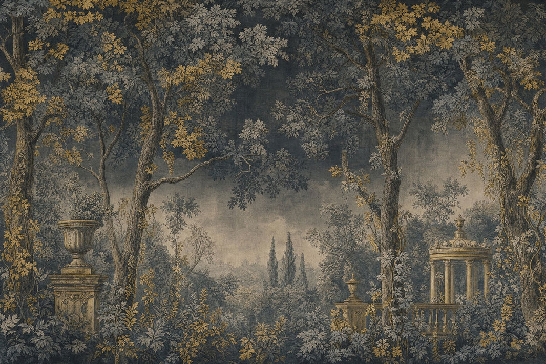 Toile Landscape Wallpaper Woodland Trees Columned Pavilion Removable Wall Decor pattern artwork