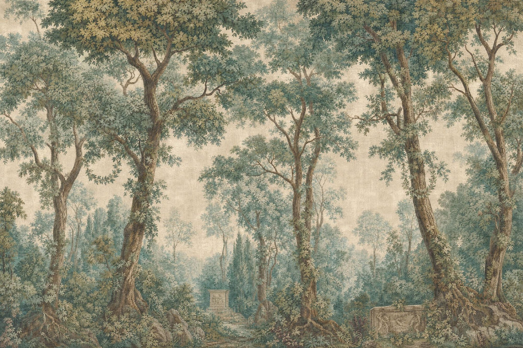 Misty Forest Wallpaper Woodland Removable Antique Wall Decor pattern artwork