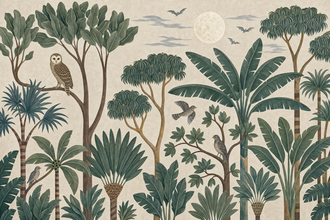 Tropical Jungle Wallpaper Botanical Mural Palm Trees Wall Mural pattern artwork