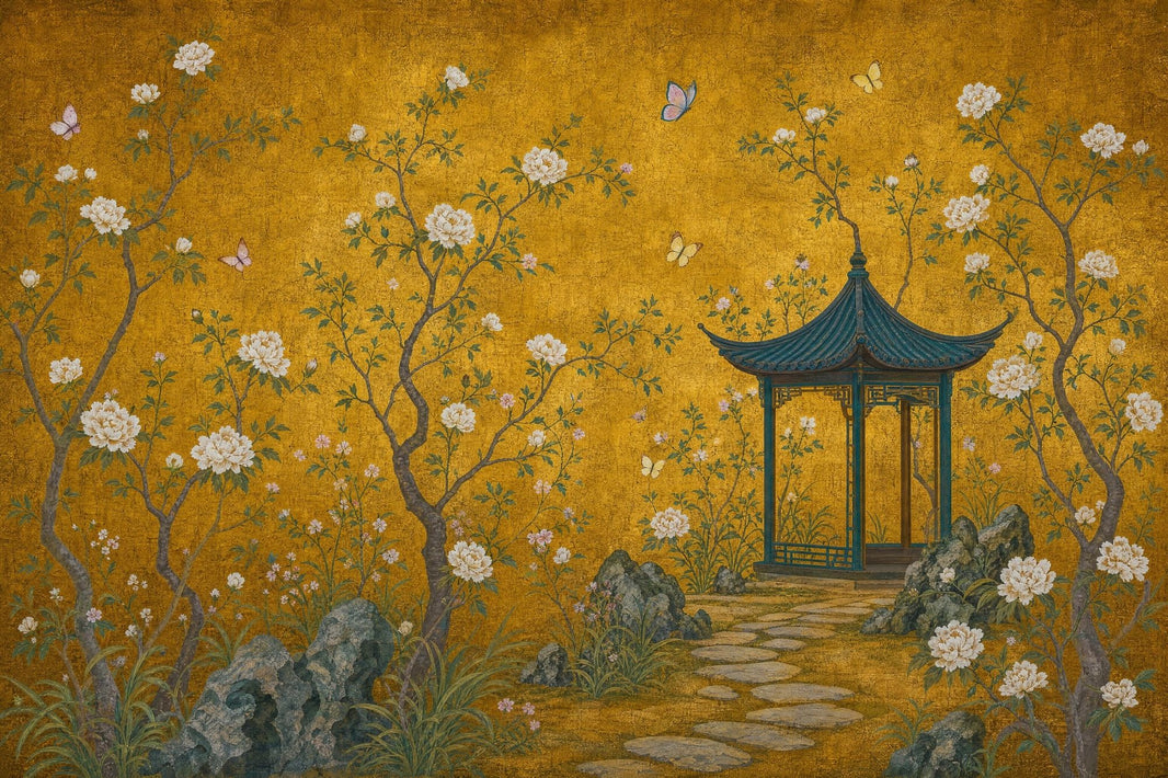 Muted Green Wallpaper Garden Removable Chinoiserie Wall Decor pattern artwork