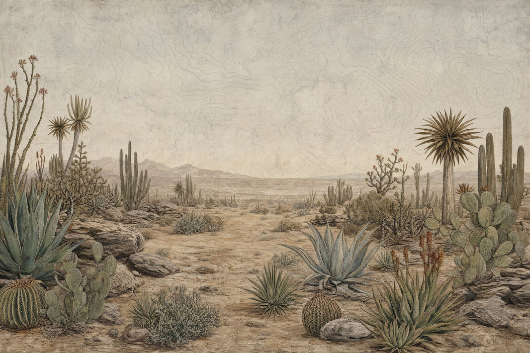 Paper Texture Wallpaper Desert Landscape Removable Cactus Wall Decor pattern artwork