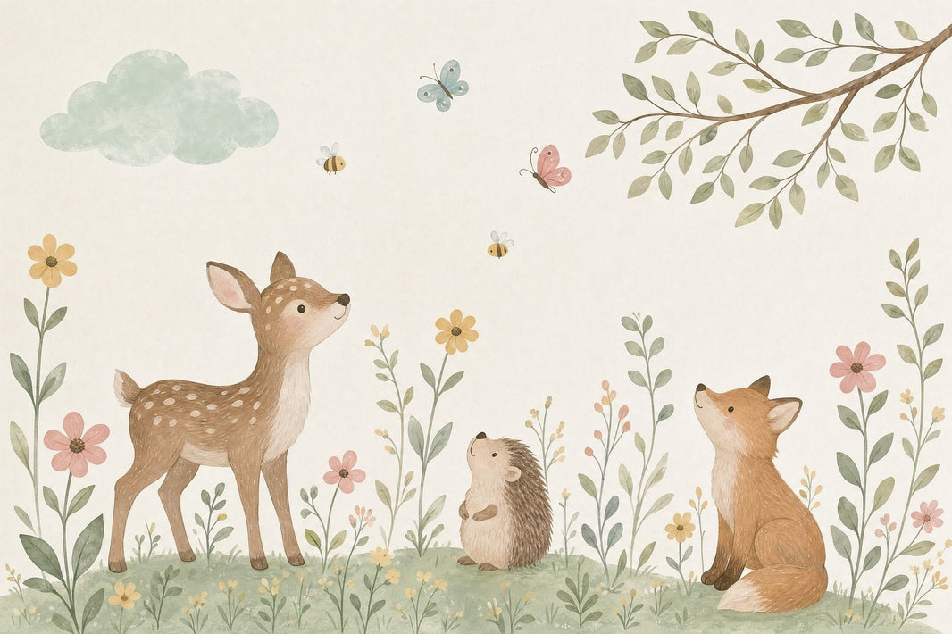 Woodland Animals Wallpaper Nursery Wallpaper Watercolor Wall Mural pattern artwork