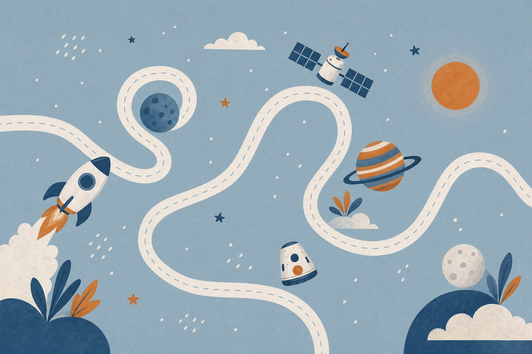 Space Wallpaper Rocket Whimsical Removable Wall Decor pattern artwork