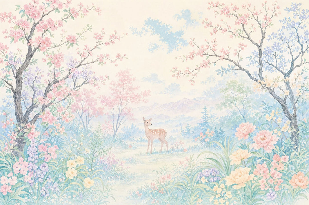 Watercolor Texture Wallpaper Pastel Forest Floral Landscape Removable Wall Decor pattern artwork