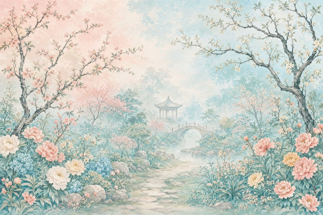 Watercolor Wallpaper Pastel Floral Garden Removable Wall Decor pattern artwork