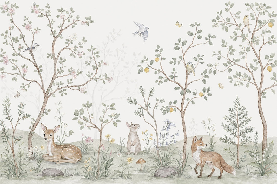 Woodland Wallpaper Watercolor Storybook Wall Mural pattern artwork