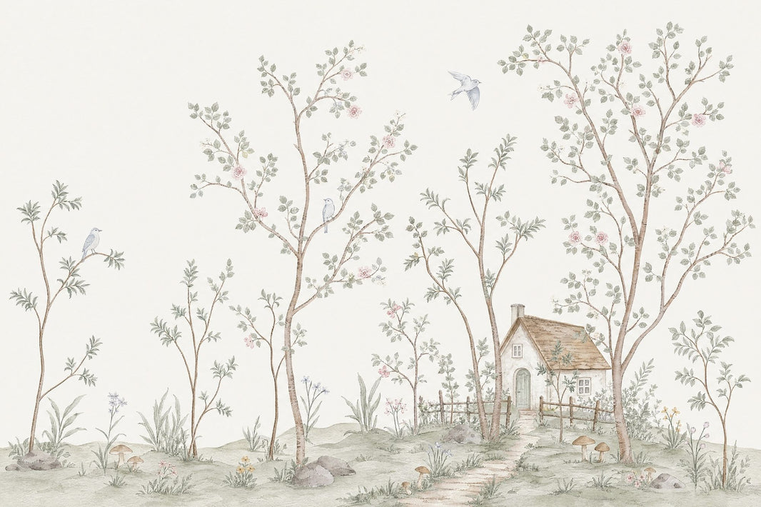 Muted Green Wallpaper Pastel Meadow Removable Watercolor Wall Decor pattern artwork