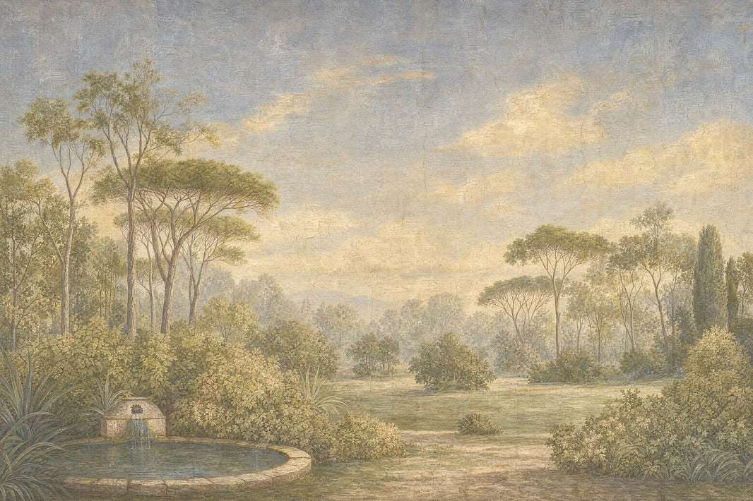Cloudy Sky Wallpaper Pastoral Landscape Removable Vintage Wall Decor pattern artwork