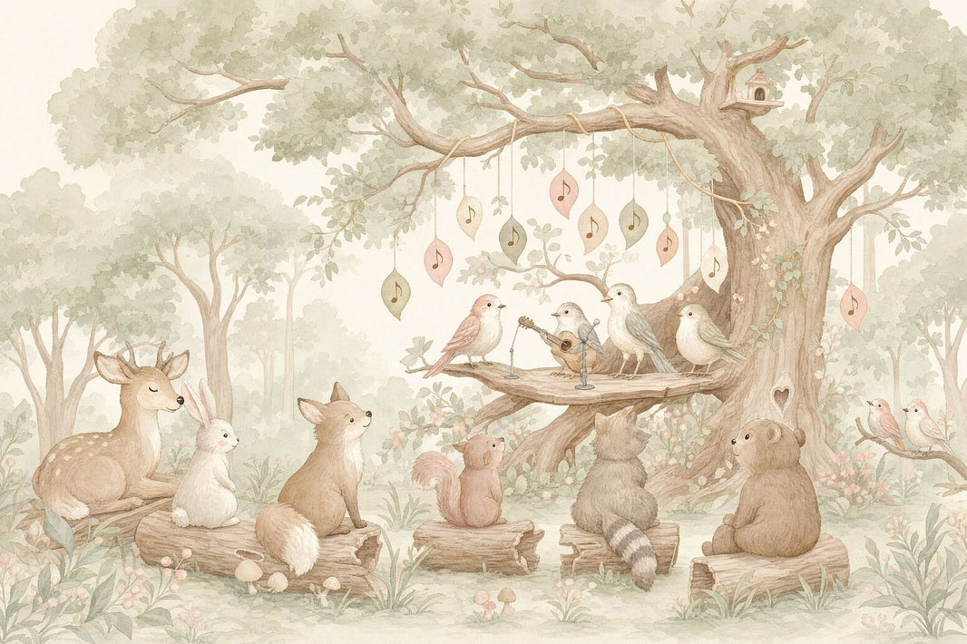 Woodland Wallpaper Watercolor Forest Animals Removable Wall Decor pattern artwork