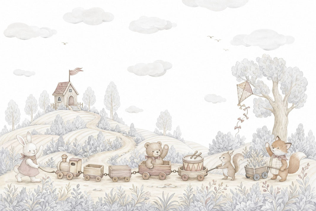 Storybook Wallpaper Watercolor Nursery Wall Mural pattern artwork