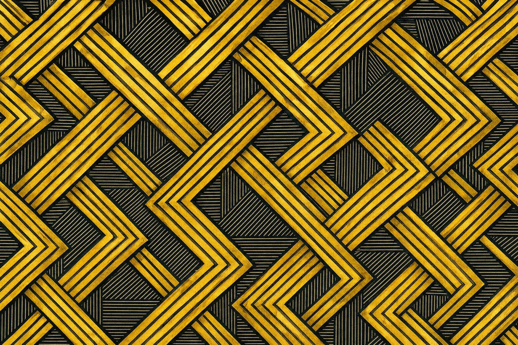 Art Deco Wallpaper Geometric Lattice Gold And Black Wall Mural pattern artwork